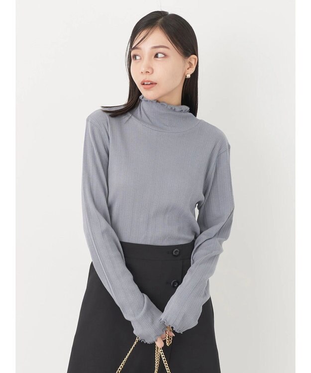 earth music&ecology コットンシアータートルネックプルオーバー Sax