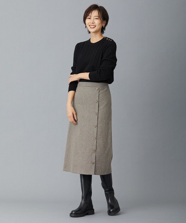 J.PRESS LADIES ドビー チェック スカート ベージュ系3