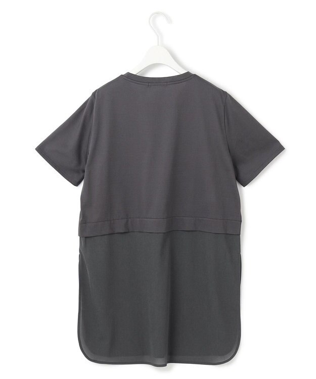 ICB L 【人気のため新色追加・UVケア・洗える】シアージャージーコンビ カットソー チャコール系