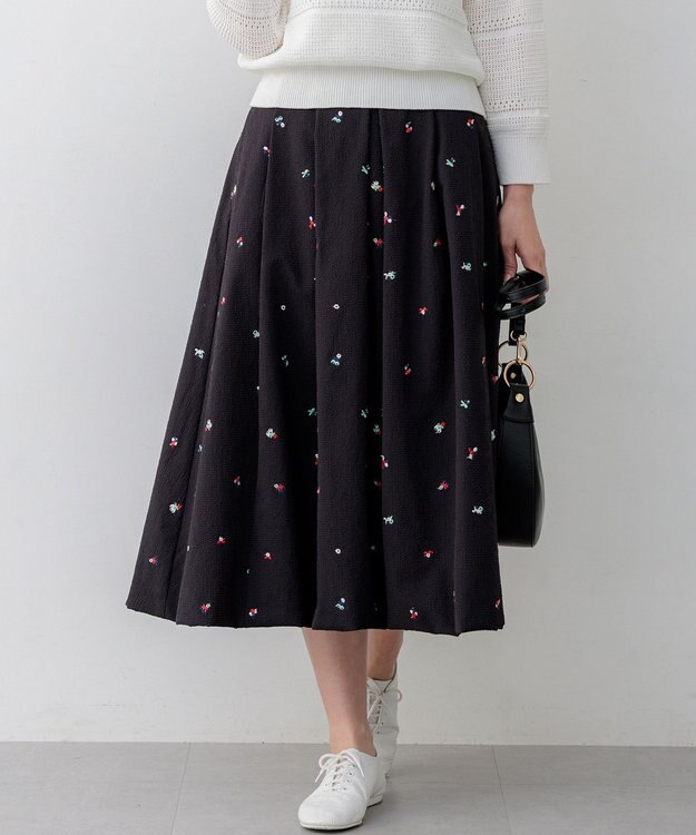 組曲 【WEB限定】ミニフラワーエンブロイダリー スカート ブラック系7