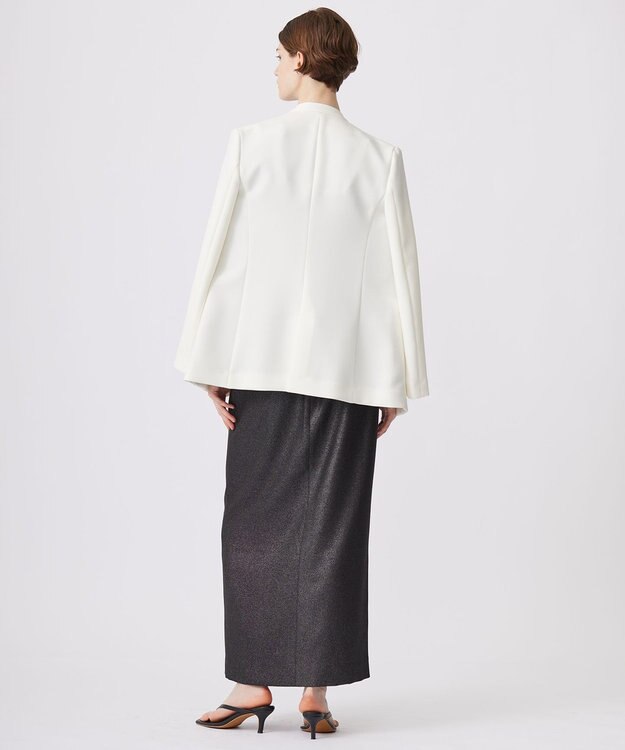 ICB 【洗える】トリプルクロスツイル ノーカラージャケット オフホワイト系