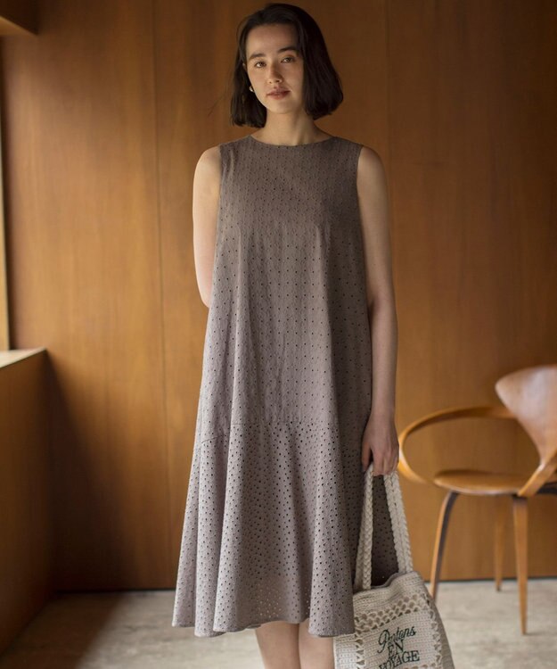 組曲 【WEB限定・新色追加】エンブロイダリーレースノースリーブ ワンピース モカグレー系9