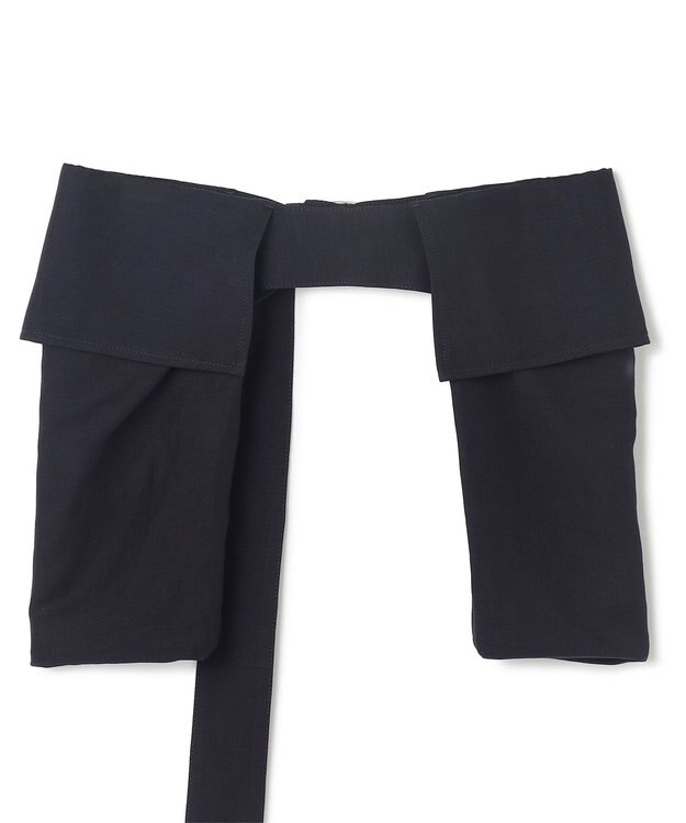 BEIGE， 【洗える】BERNARD / リネンワイドポケット付きラップベルト Navy
