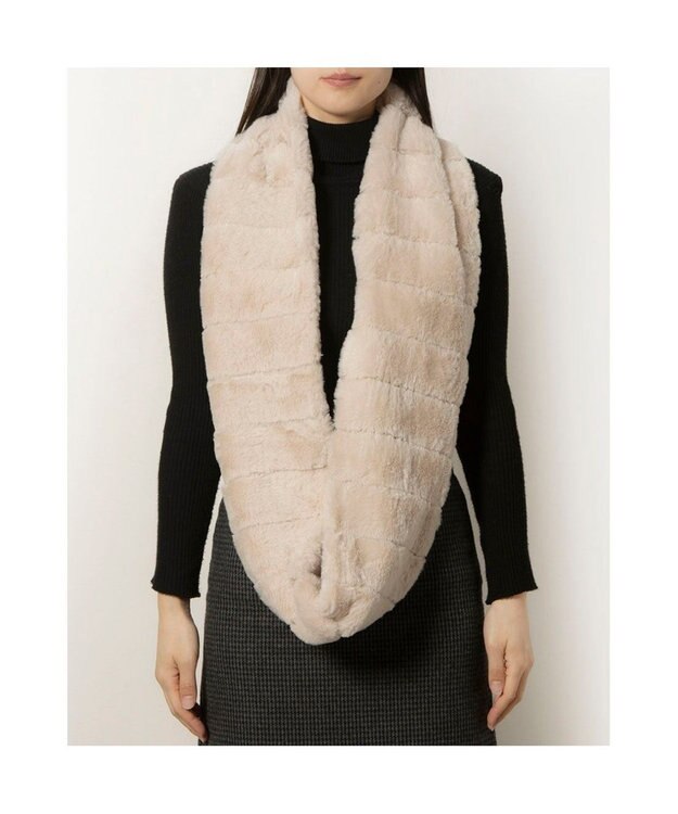 UNBILLION カシュネ cache nez / 畝入りフェイクファースヌード ベージュ