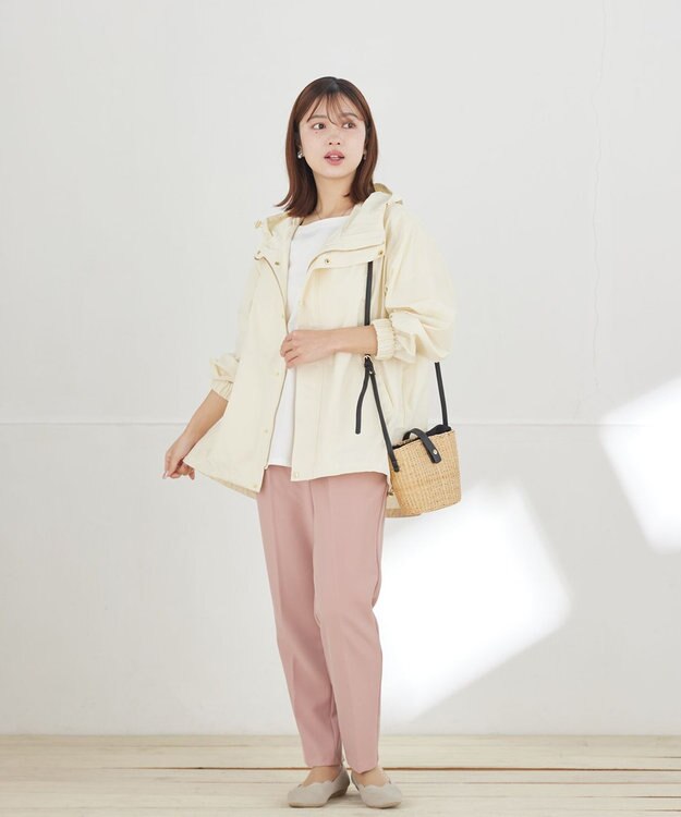 Tiaclasse L 撥水ドロストマウンテンパーカー アイボリー