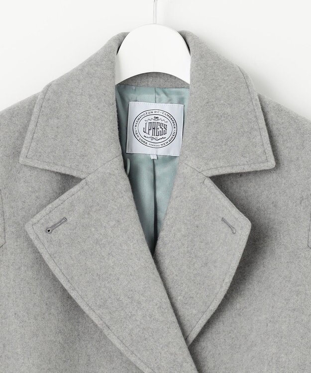 J.PRESS LADIES L Jackal 140sソフトメルトン Pコート ライトグレー系