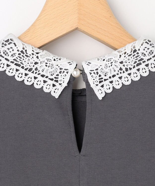組曲 S 【先行予約・2WAY】レース襟フレンチテリーフレア カットソー チャコールグレー系