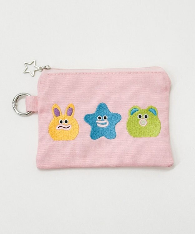 WEGO モンスター刺繍ポーチ ピンク
