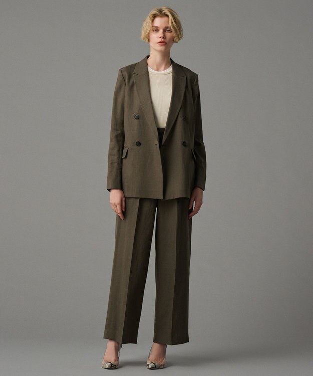 uncrave 【5周年企画・手洗い可】ライト リネン ワイドパンツ（uncrave STANDARD） カーキ