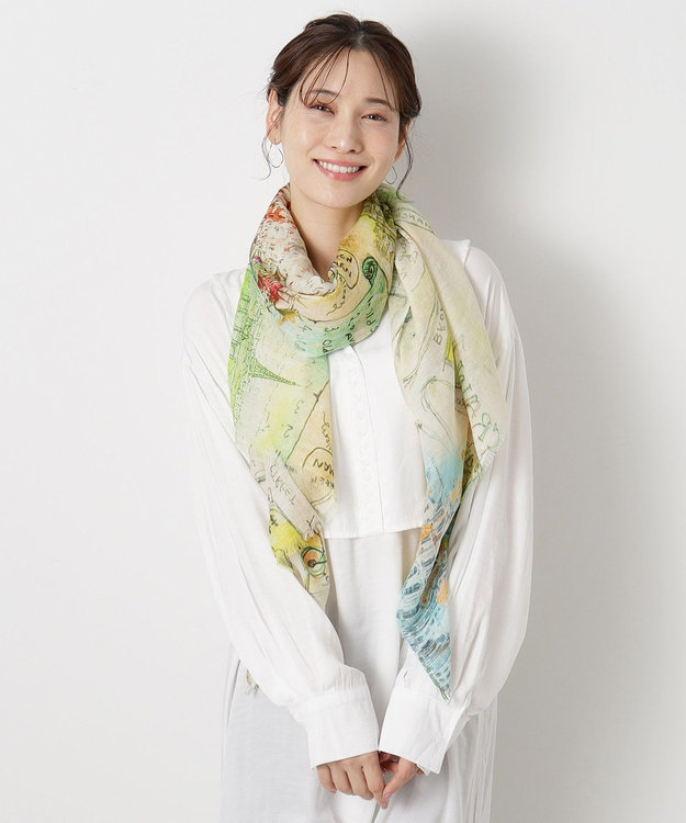 MOONBAT ハナト (Hanato) シルクコットンストール タウンマップ レモンイエロー