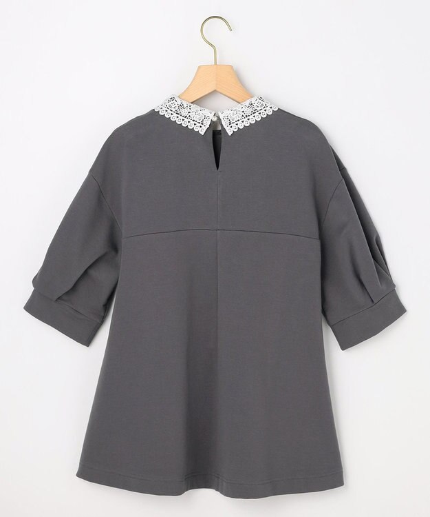 組曲 S 【先行予約・2WAY】レース襟フレンチテリーフレア カットソー チャコールグレー系