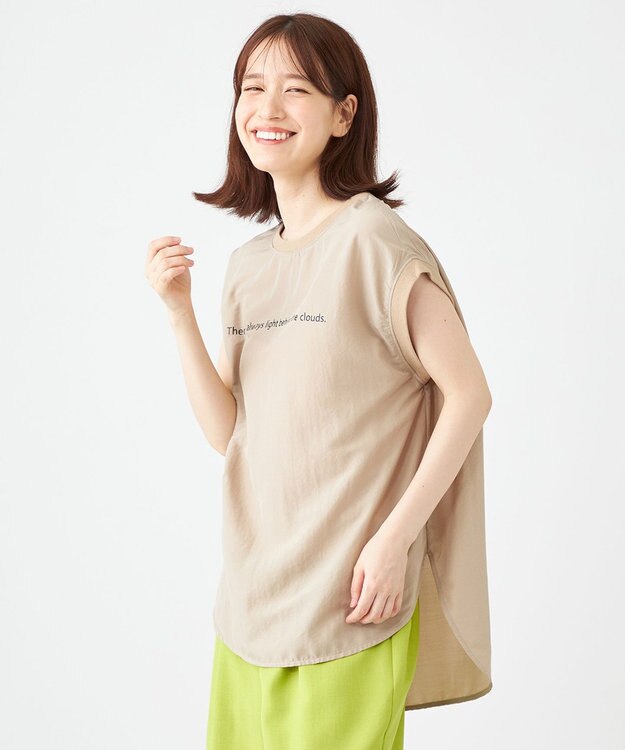 SHARE PARK LADIES ライトタッチ裾テールロゴTシャツ ベージュ系