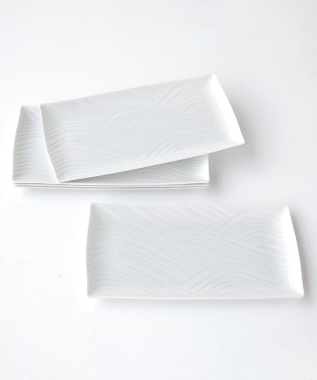 たち吉 【たち吉】白磁さらさ 焼物皿〈5枚〉 美濃焼 ホワイト×ホワイト