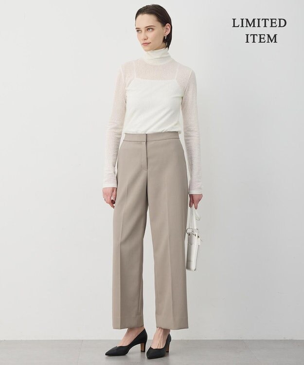 ICB 【WEB限定】 コットンレーシージャガード ハイネックカットソー オフホワイト