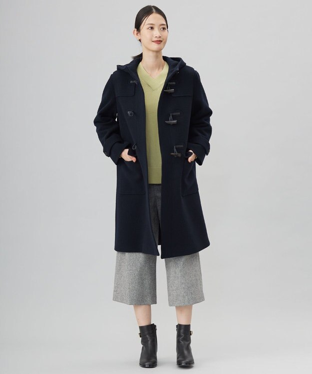 J.PRESS LADIES Jackal 140sソフトメルトン ダッフルコート ネイビー系