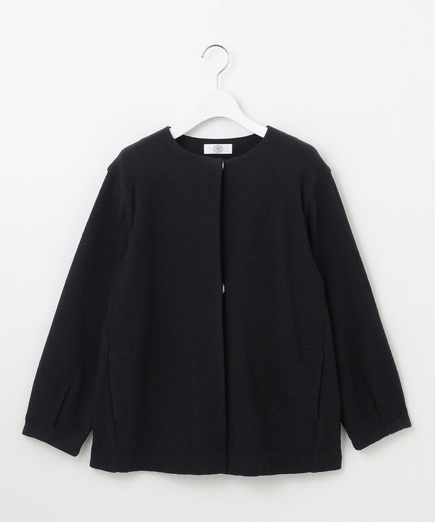 J.PRESS LADIES S ブークレー ノーカラーアウター ネイビー系