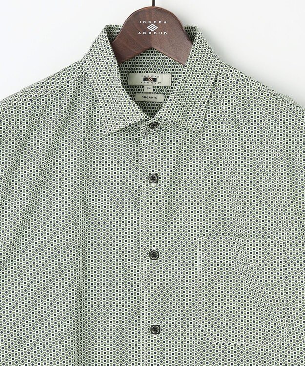 JOSEPH ABBOUD 【キングサイズ・オーガニックコットン使用】コットンプリント シャツ オリーブ系5