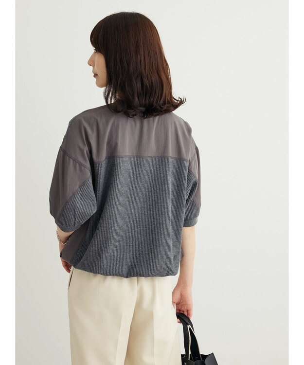 Green Parks ワッフル布帛ドッキングプルオーバー２ Gray Mixture