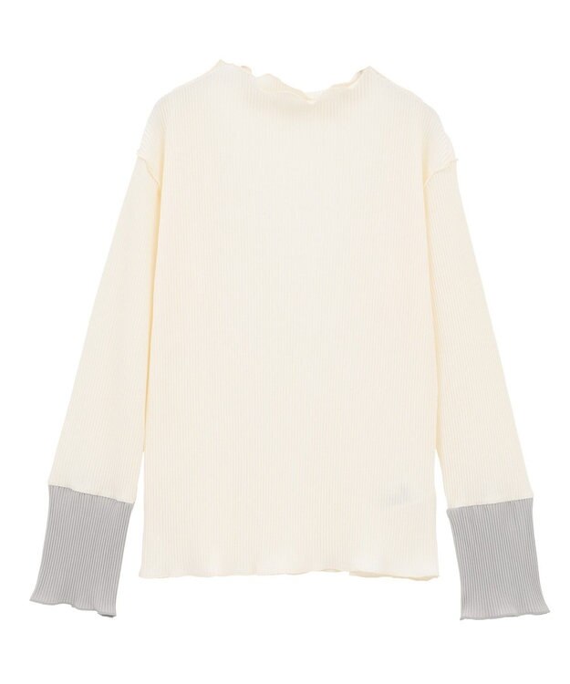 Green Parks プリーツ袖配色プルオーバー Ivory