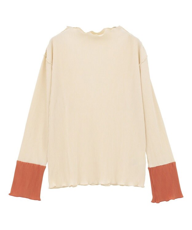 Green Parks プリーツ袖配色プルオーバー Terracotta