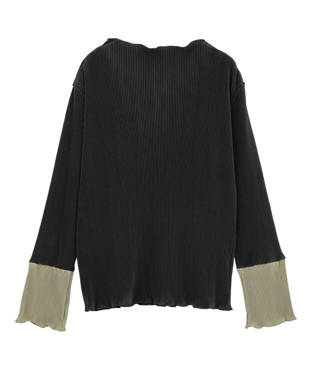 Green Parks プリーツ袖配色プルオーバー Black