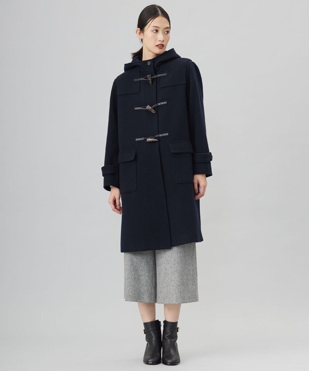 J.PRESS LADIES Jackal 140sソフトメルトン ダッフルコート ネイビー系