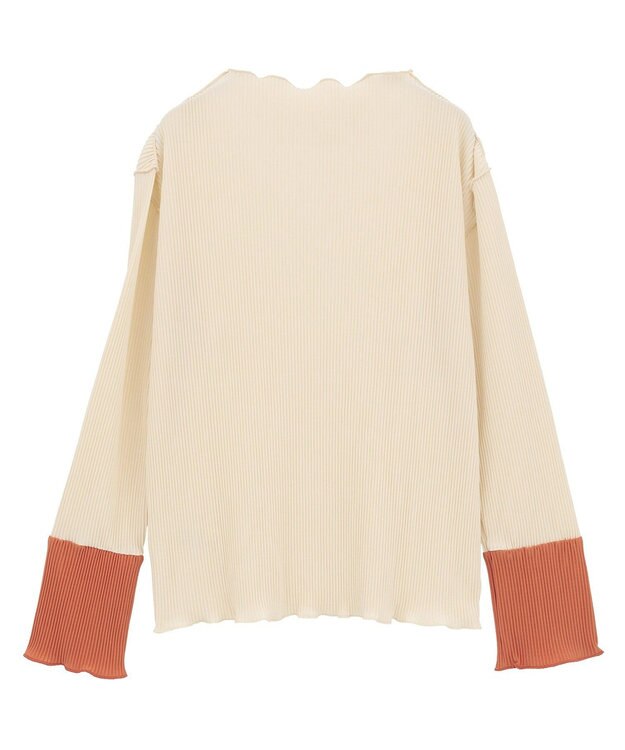 Green Parks プリーツ袖配色プルオーバー Terracotta