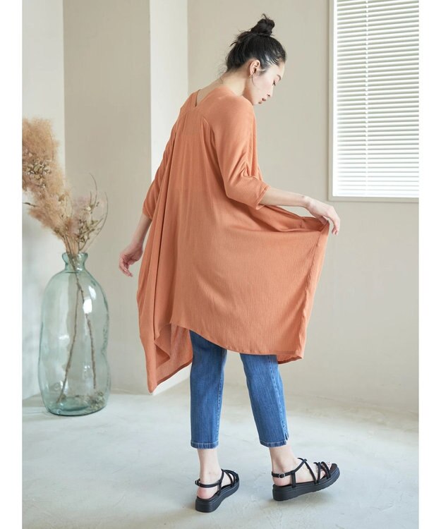 earth music&ecology レーヨンビッグシャツチュニック Orange