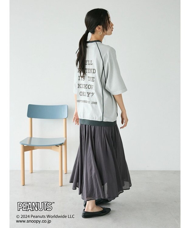 CRAFT STANDARD BOUTIQUE 【ユニセックス】PEANUTS/スヌーピー 切り替えTシャツ Light Gray