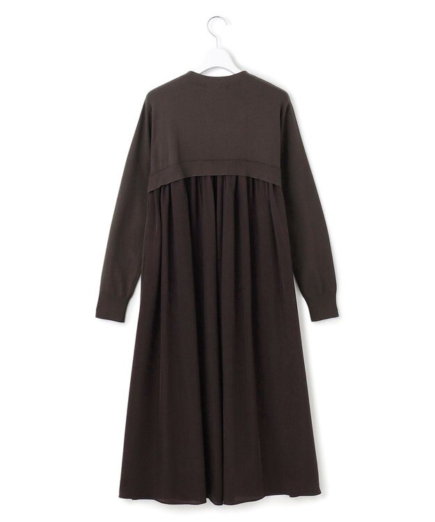 23区 L 【洗える/吊り干しOK】ヴィスコースストレッチ  バックデザイン ニットワンピース ブラウン系