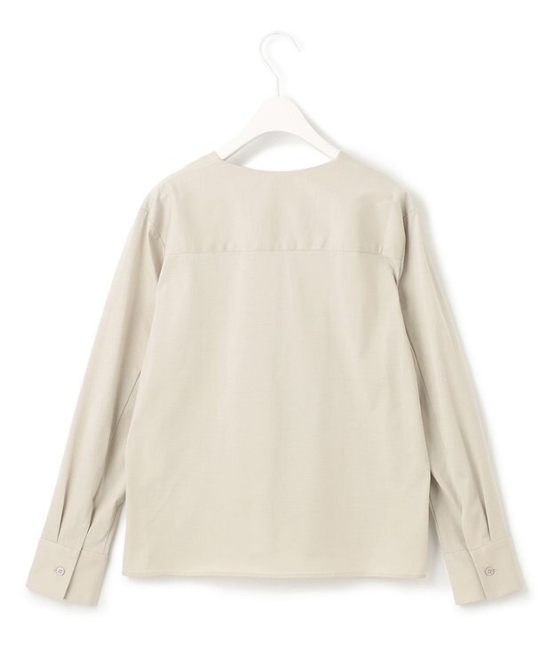 ICB L 【洗える】 ブラウスライクジャージー ヘンリーネックカットソー ライトオリーブ系