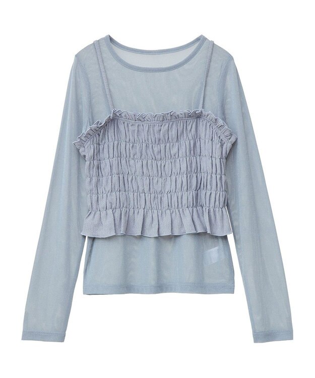 Green Parks ＳＥＴ２点　シャーリングビスチェ＋メッシュインナー Gray