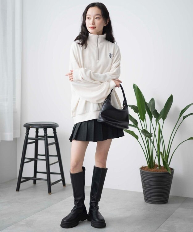 WEGO ハーフジップBIGスウェット オフホワイト