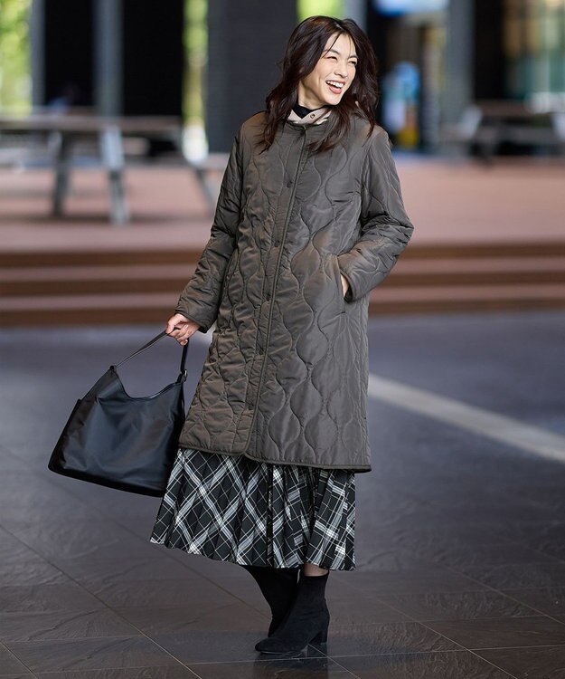 ANY L 【マフラー付き】キルトリバーシブルコート モカ