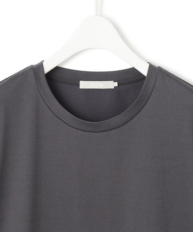 ICB L 【人気のため新色追加・UVケア・洗える】シアージャージーコンビ カットソー チャコール系