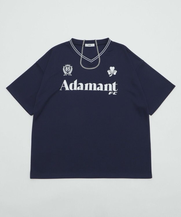 WEGO 【２点セット/ユニセックス着用ITEM/吸水速乾】アクセ付きメッシュロゴT（SS） ネイビー