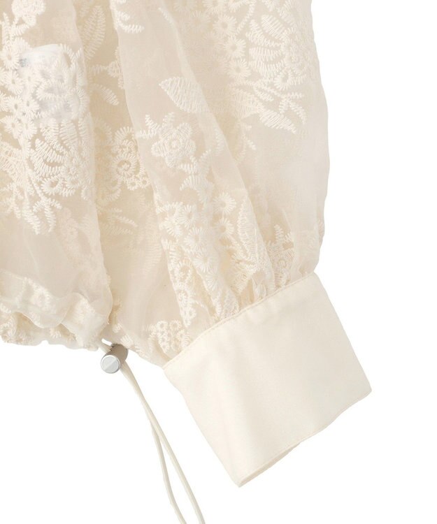 Green Parks オーガン刺繍比翼シャツ Ecru