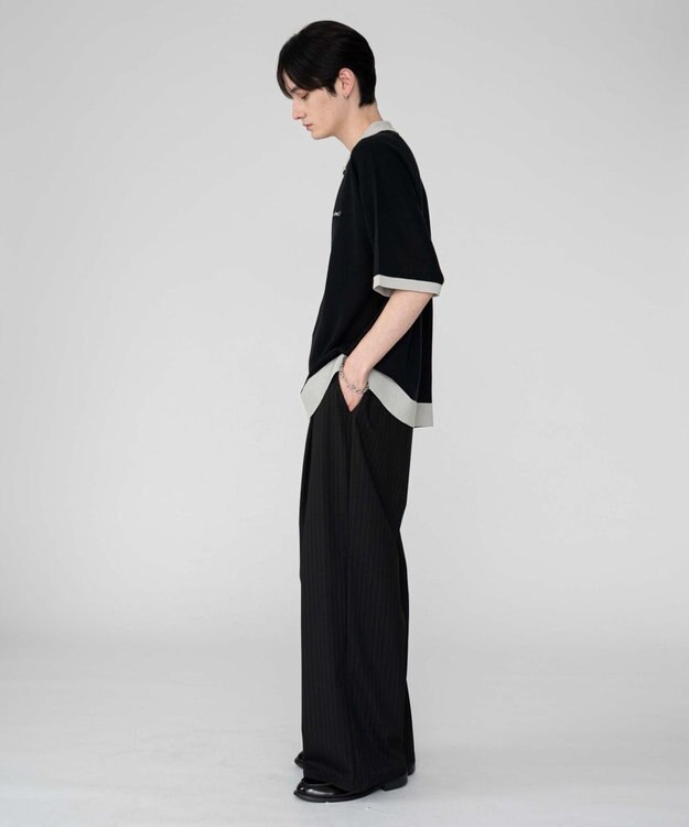 WEGO 【ユニセックス着用ITEM/MLサイズ展開】ワンポイントニットポロシャツ（SS） ブラック