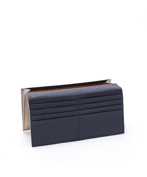 A.D.M.J. 【牛革】イタリアンレザークラックメタルロングウォレット プラチナ