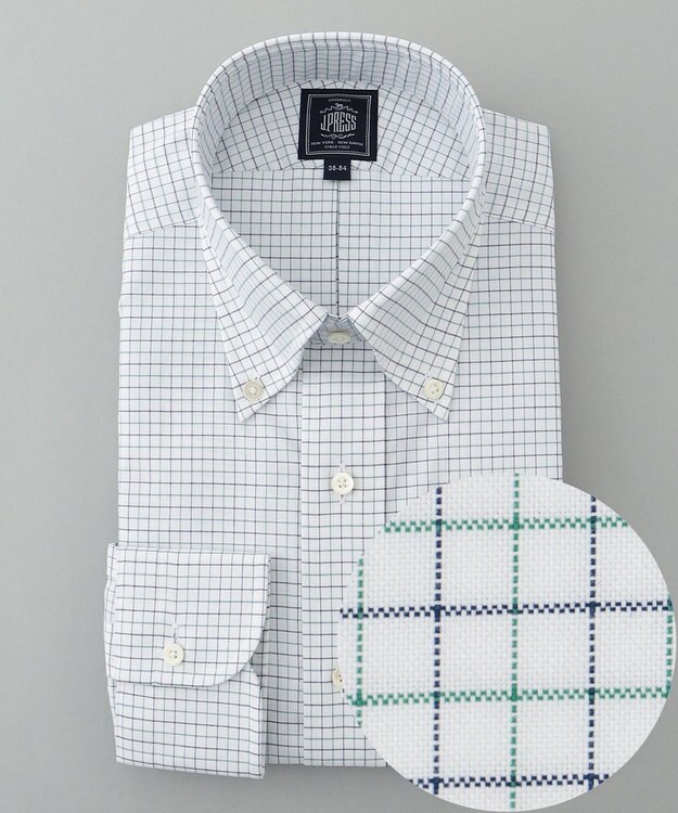 J.PRESS MEN 【PREMIUM PLEATS / 形態安定】ピンオックスタッタソールシャツ / B.D. グリーン系3