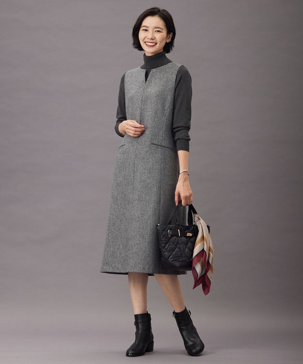 J.PRESS LADIES 【洗える】PRINCE タートルネック ニット グレー系