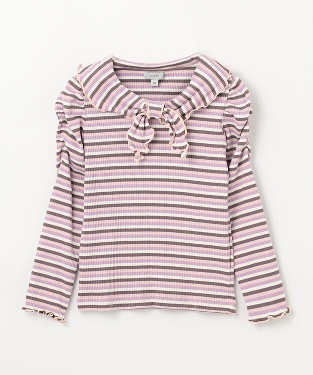 ANY KIDS リボン テレコボーダー Ｔシャツ ピンク系