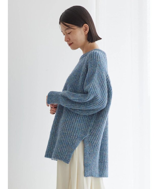 AMERICAN HOLIC Ｍｉｘヤーンラグランニットプルオーバー Blue