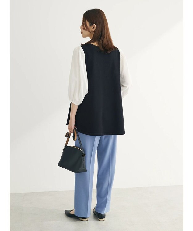 Green Parks ベスト風ドッキングニットプルオーバー Black