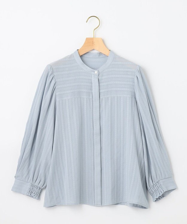 組曲 L ドビーストライプ ブラウス サックスブルー系