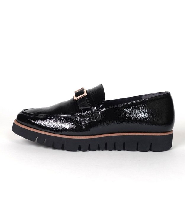 Dominic3 スニーカーソール バックルレザーローファー ブラックエナメル