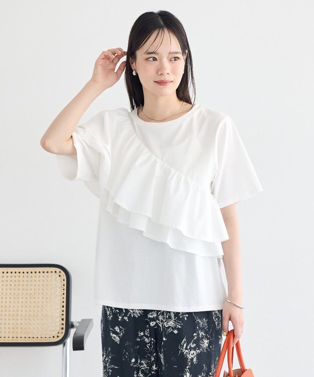 earth music&ecology 【接触冷感】フリルプルオーバー Off White