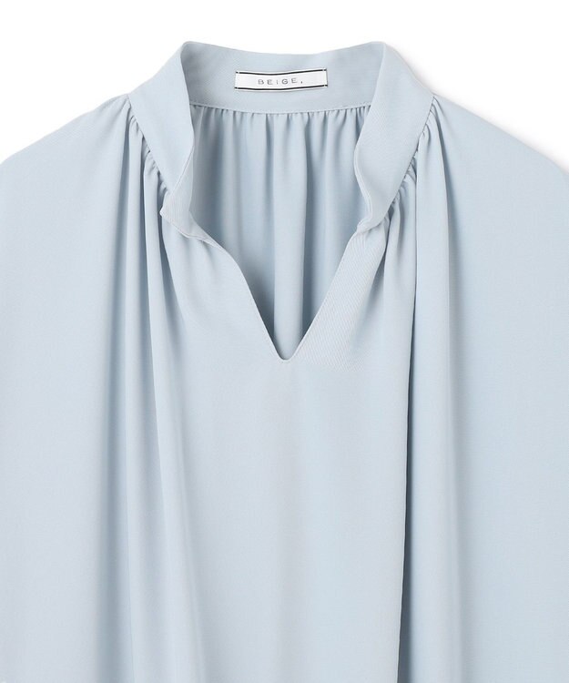 BEIGE， 【WEB限定・洗える】CELOSIA / スキッパーブラウス Sax