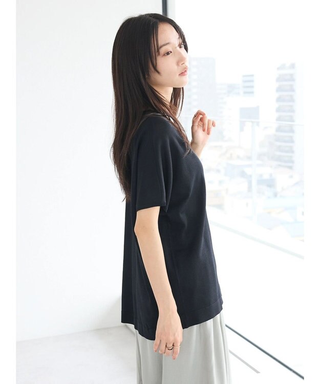 CRAFT STANDARD BOUTIQUE UVカット/接触冷感/洗える/ 半袖ニットプルオーバー Black