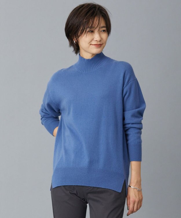J.PRESS LADIES 【洗える・WEB限定カラーあり】CASHMERE BLEND ハイネック ニット サックスブルー系